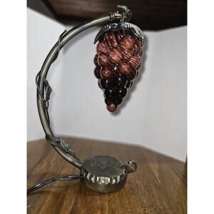 Hanging Glass Art Deco Grape Cluster Table Desk Lamp Arched Cast Metal Arm...